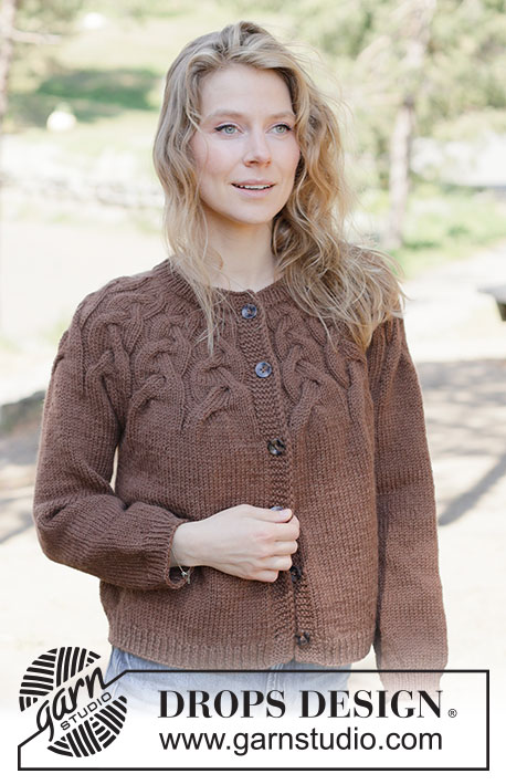 Autumn Valley Cardigan / DROPS 262-16 - Knitted jacket in DROPS Nepal or DROPS Big Merino. The piece is worked top down with round yoke, cables and I-cord. Sizes XS - XXXL.