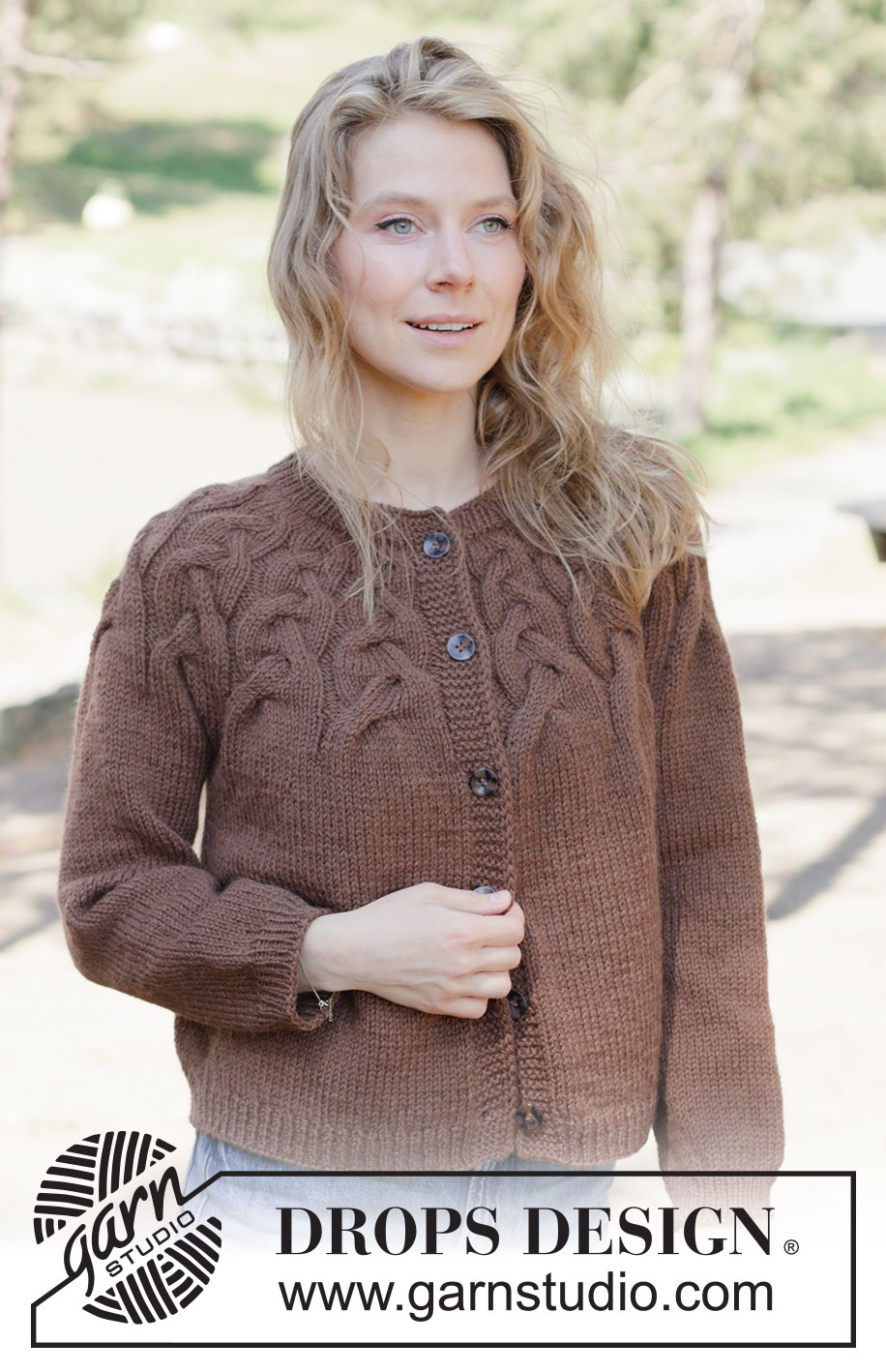 Autumn Valley Cardigan / DROPS 262-16 - Knitted jacket in DROPS Nepal or DROPS Big Merino. The piece is worked top down with round yoke, cables and I-cord. Sizes XS - XXXL.