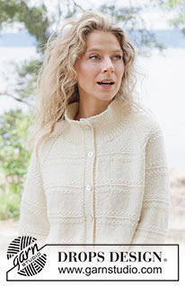 Winter Bliss Cardigan / DROPS 262-17 - Knitted jacket in DROPS Nepal. Piece is knitted top down with raglan, relief pattern and high collar. Size XS – XXXL.