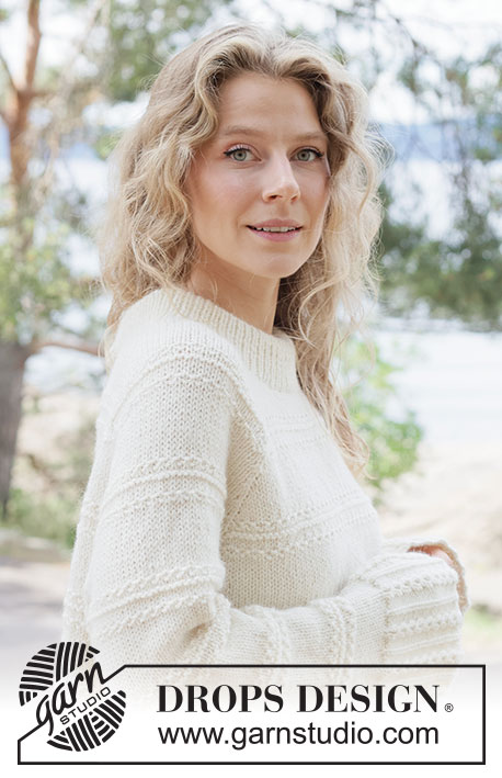 Winter Bliss Sweater / DROPS 262-18 - Knitted jumper in DROPS Nepal. Piece is knitted top down with raglan, relief pattern and high collar. Size XS – XXXL.