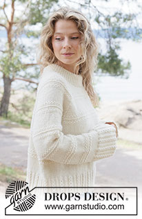 Winter Bliss Sweater / DROPS 262-18 - Knitted jumper in DROPS Nepal. Piece is knitted top down with raglan, relief pattern and high collar. Size XS – XXXL.