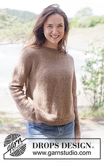 Caramel Haze Sweater / DROPS 262-21 - Strikket genser i DROPS Sky eller DROPS Daisy. Arbeidet strikkes ovenfra og ned i glattstrikk med rundfelling. Størrelse XS - XXL.