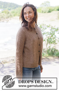 Caramel Haze Cardigan / DROPS 262-22 - Strikket jakke i DROPS Sky eller DROPS Daisy. Arbeidet strikkes ovenfra og ned i glattstrikk med rundfelling, dobbel halskant og i-cord. Størrelse XS - XXL.