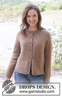 Caramel Haze Cardigan / DROPS 262-22 - Strikket jakke i DROPS Sky eller DROPS Daisy. Arbeidet strikkes ovenfra og ned i glattstrikk med rundfelling, dobbel halskant og i-cord. Størrelse XS - XXL.