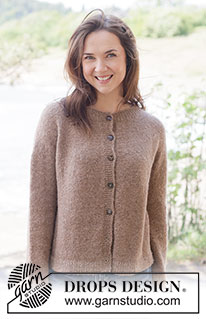 Caramel Haze Cardigan / DROPS 262-22 - Strikket jakke i DROPS Sky eller DROPS Daisy. Arbeidet strikkes ovenfra og ned i glattstrikk med rundfelling, dobbel halskant og i-cord. Størrelse XS - XXL.