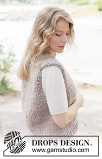 Cocoa Ridge Vest / DROPS 262-26 - Gilet lavorato ai ferri in DROPS Polaris. Lavorato dall’alto in basso a maglia rasata con spalle europee/diagonali, collo a V e I-cord. Taglie: XS - XXXL.