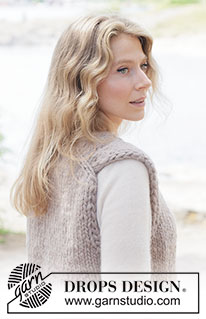 Cocoa Ridge Vest / DROPS 262-26 - Gilet lavorato ai ferri in DROPS Polaris. Lavorato dall’alto in basso a maglia rasata con spalle europee/diagonali, collo a V e I-cord. Taglie: XS - XXXL.