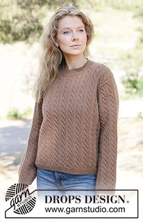 Walnut Dreams Sweater / DROPS 262-3 - Strikket genser i DROPS Daisy eller DROPS Karisma. Arbeidet strikkes ovenfra og ned med europeisk bærestykke og fletter. Størrelse XS - XXXL.