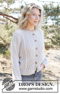 Snow Hive Cardigan / DROPS 262-31 - Knitted jacket in DROPS Nord and DROPS Kid-Silk or DROPS Alpaca and DROPS Kid-Silk. The piece is worked bottom up with honeycomb pattern, cables and I-cord. Sizes XS - XXXL.