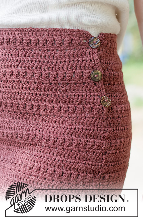 Autumn Wink Skirt / DROPS 262-35 - Jupe crochetée en DROPS Lima. Se crochète de haut en bas. Du XS au XXXL.