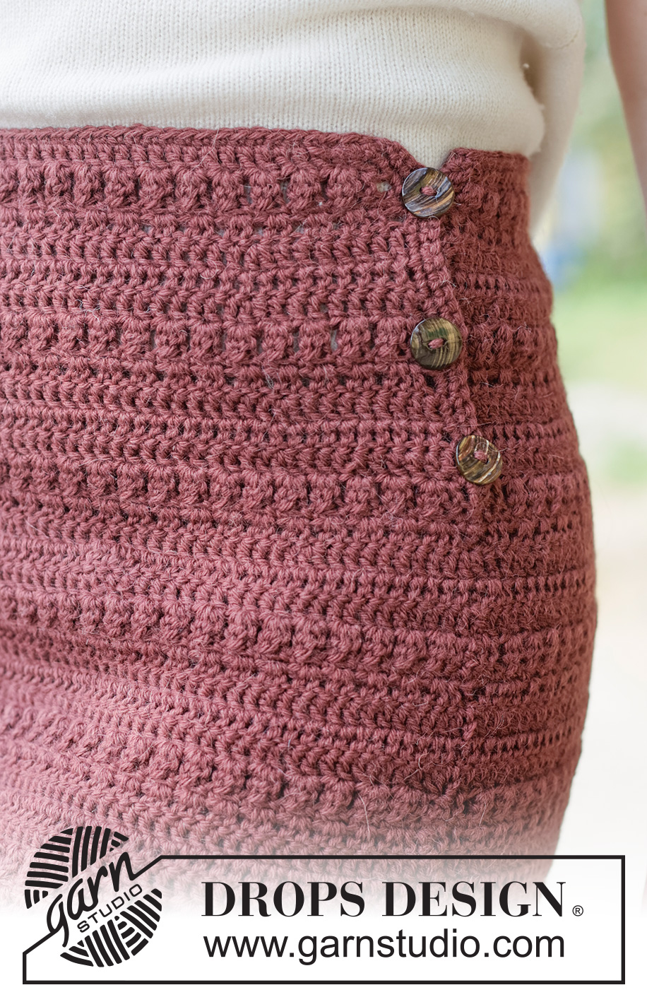 Autumn Wink Skirt / DROPS 262-35 - Jupe crochetée en DROPS Lima. Se crochète de haut en bas. Du XS au XXXL.