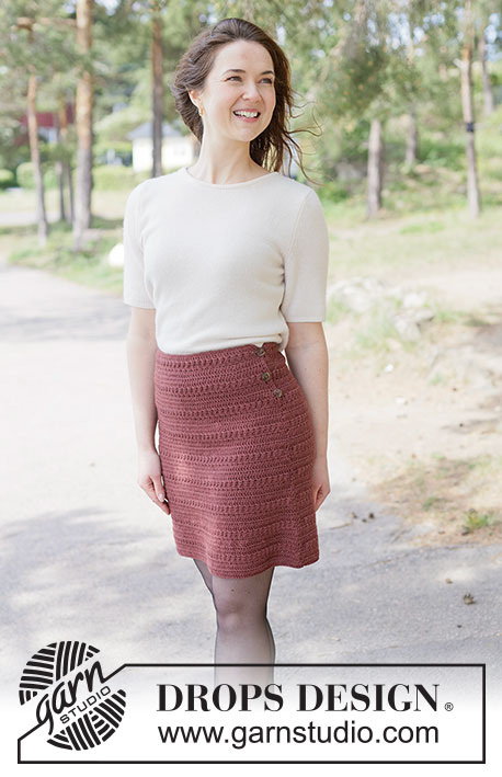 Autumn Wink Skirt / DROPS 262-35 - Jupe crochetée en DROPS Lima. Se crochète de haut en bas. Du XS au XXXL.