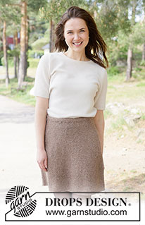Chestnut Whim Skirt / DROPS 262-36 - Knitted knee-length skirt in DROPS Soft Tweed. The piece is worked top down in stocking stitch. Sizes XS - XXXL.