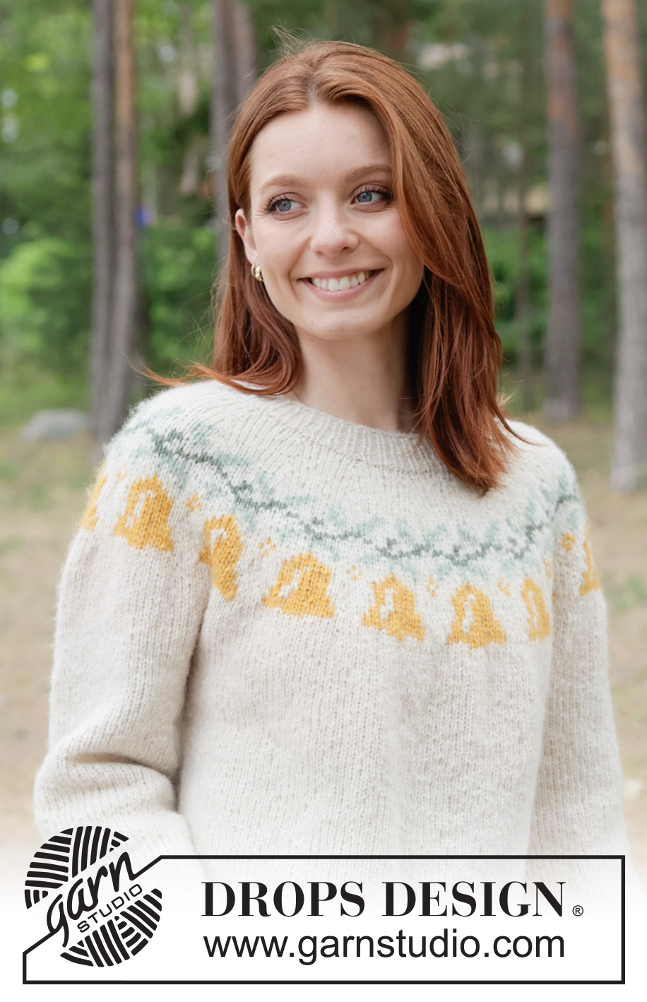 Chime Time Sweater / DROPS 262-37 - Free knitting pattern Chime Time Sweater / DROPS 262-37 - Knitted jumper in DROPS Air. The piece is worked top down in stocking stitch with round yoke and multi-coloured bell pattern. Sizes XS - XXXL. Theme: Christmas.