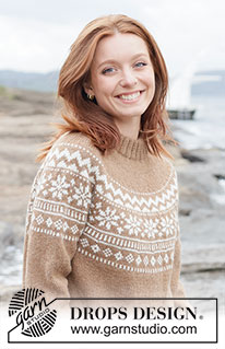Maple Whisper Sweater / DROPS 262-5 - Pulovr s kruhovým sedlem a vyplétaným norským vzorem pletený shora dolů z příze DROPS Lima nebo DROPS Karisma. Velikost XS - XXXL.
