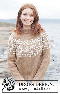 Maple Whisper Sweater / DROPS 262-5 - Pulovr s kruhovým sedlem a vyplétaným norským vzorem pletený shora dolů z příze DROPS Lima nebo DROPS Karisma. Velikost XS - XXXL.