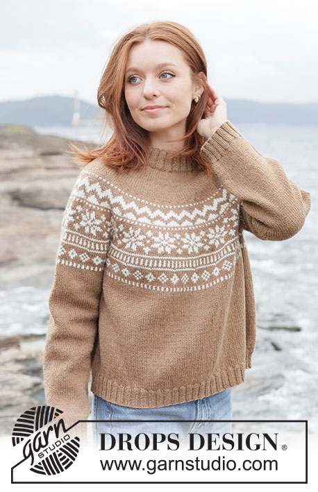 Maple Whisper Sweater / DROPS 262-5 - Pulovr s kruhovým sedlem a vyplétaným norským vzorem pletený shora dolů z příze DROPS Lima nebo DROPS Karisma. Velikost XS - XXXL.