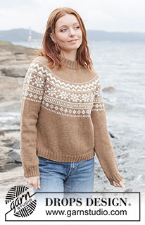 Maple Whisper Sweater / DROPS 262-5 - Pulovr s kruhovým sedlem a vyplétaným norským vzorem pletený shora dolů z příze DROPS Lima nebo DROPS Karisma. Velikost XS - XXXL.