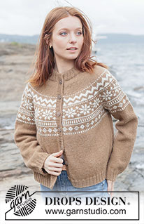 Maple Whisper Cardigan / DROPS 262-6 - Gebreid vest in DROPS Lima of DROPS Karisma. Het werk wordt van boven naar beneden gebreid met ronde pas, Scandinavisch patroon, dubbele halsrand en PUNNIKRAND. Maten XS - XXXL.