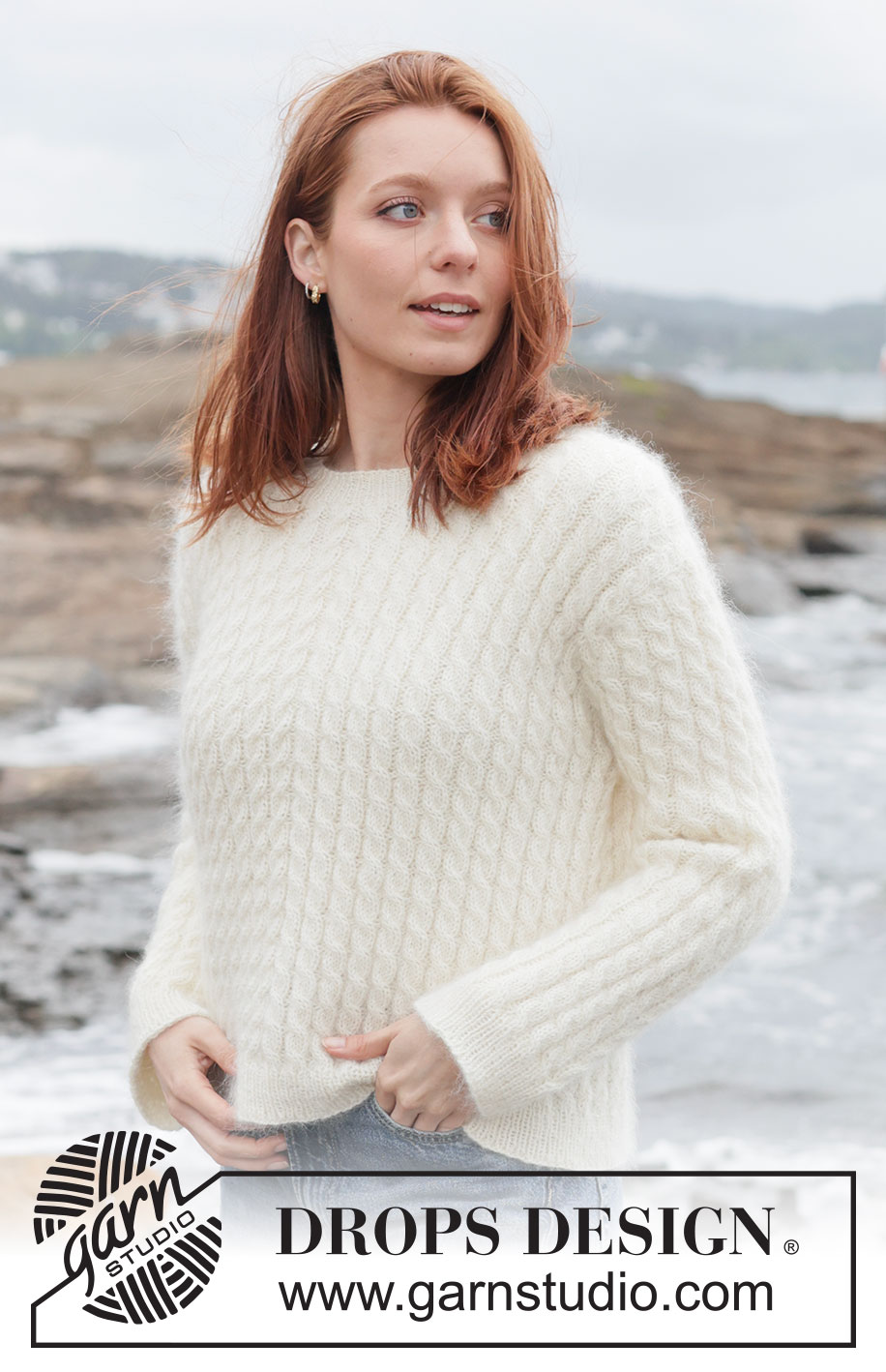 Soft Waves Sweater / DROPS 262-7 - 1 DROPS Flora või 1 DROPS Alpaca ja 1 DROPS Kid-Silk lõngadest ülevalt alla kootud Euroopa passega, üheskootud varrukatega ja palmikutega džemper  suurustele S kuni XXXL