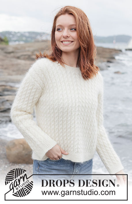 Soft Waves Sweater / DROPS 262-7 - 1 DROPS Flora või 1 DROPS Alpaca ja 1 DROPS Kid-Silk lõngadest ülevalt alla kootud Euroopa passega, üheskootud varrukatega ja palmikutega džemper  suurustele S kuni XXXL
