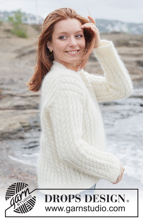 Soft Waves Sweater / DROPS 262-7 - 1 DROPS Flora või 1 DROPS Alpaca ja 1 DROPS Kid-Silk lõngadest ülevalt alla kootud Euroopa passega, üheskootud varrukatega ja palmikutega džemper  suurustele S kuni XXXL