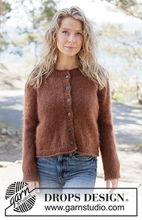 Autumn Nutmeg Cardigan / DROPS 262-8 - Stickad kofta i 1 tråd DROPS Nord och 2 trådar DROPS Kid-Silk eller 1 tråd DROPS BabyMerino och 2 trådar DROPS Kid-Silk. Arbetet stickas uppifrån och ner med europeiskt ok. Storlek XS - XXXL.