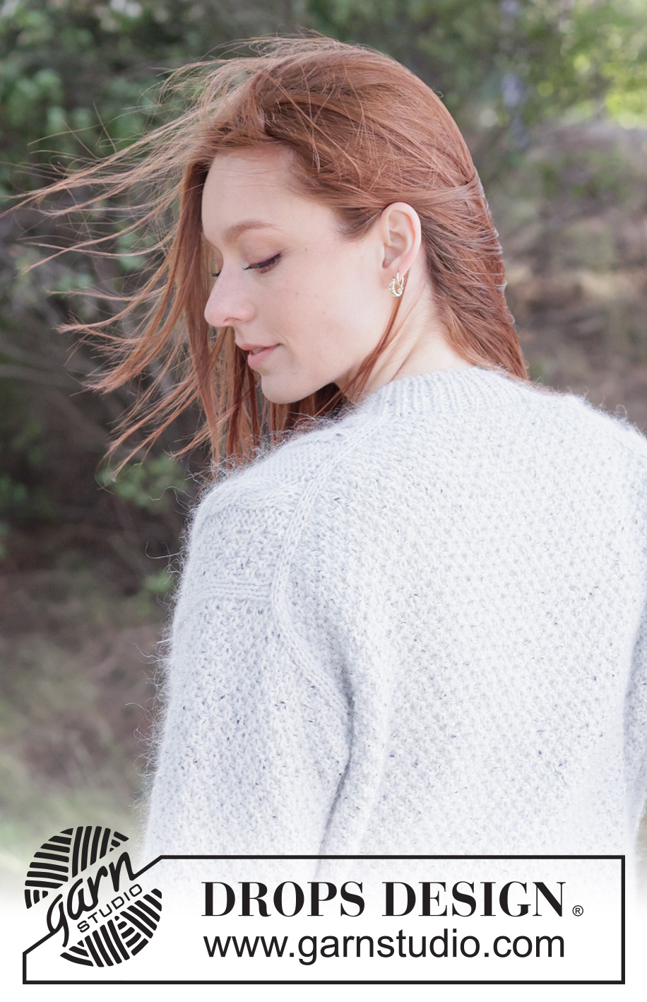 Stone Veil Cardigan / DROPS 263-10 - Knitted jacket in DROPS Soft Tweed and DROPS Kid-Silk. Piece is knitted top down with diagonal shoulders / European shoulders, double moss stitch and I-cord. Size XS – XXXL.