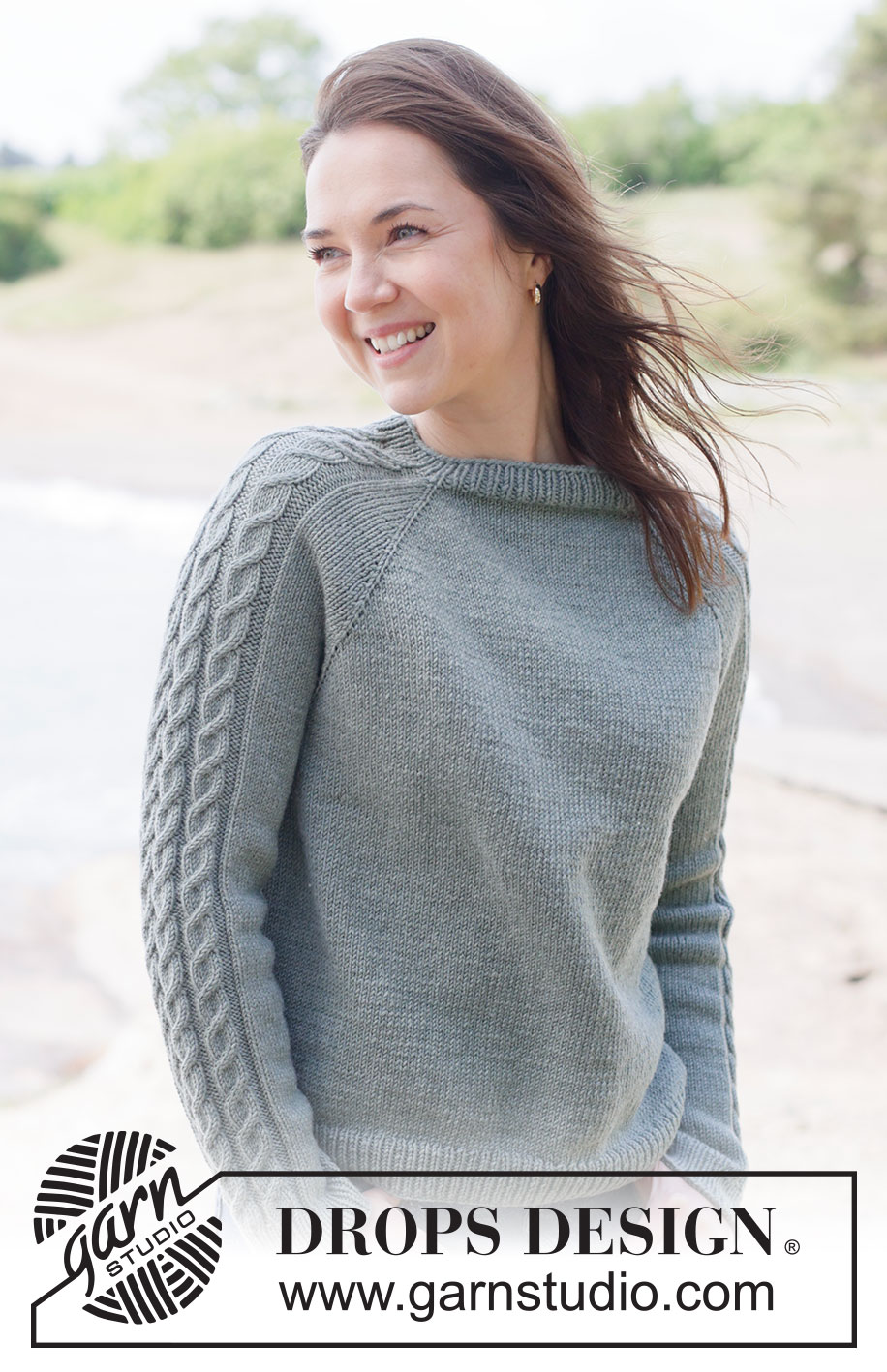 Tempest Tide Sweater / DROPS 263-11 - Knitted jumper in DROPS Merino Extra Fine or DROPS Lima. The piece is worked top down in stocking stitch with raglan and cables. Sizes XS - XXXL.