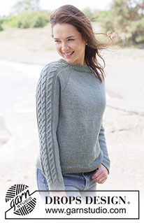 Tempest Tide Sweater / DROPS 263-11 - Knitted jumper in DROPS Merino Extra Fine or DROPS Lima. The piece is worked top down in stocking stitch with raglan and cables. Sizes XS - XXXL.