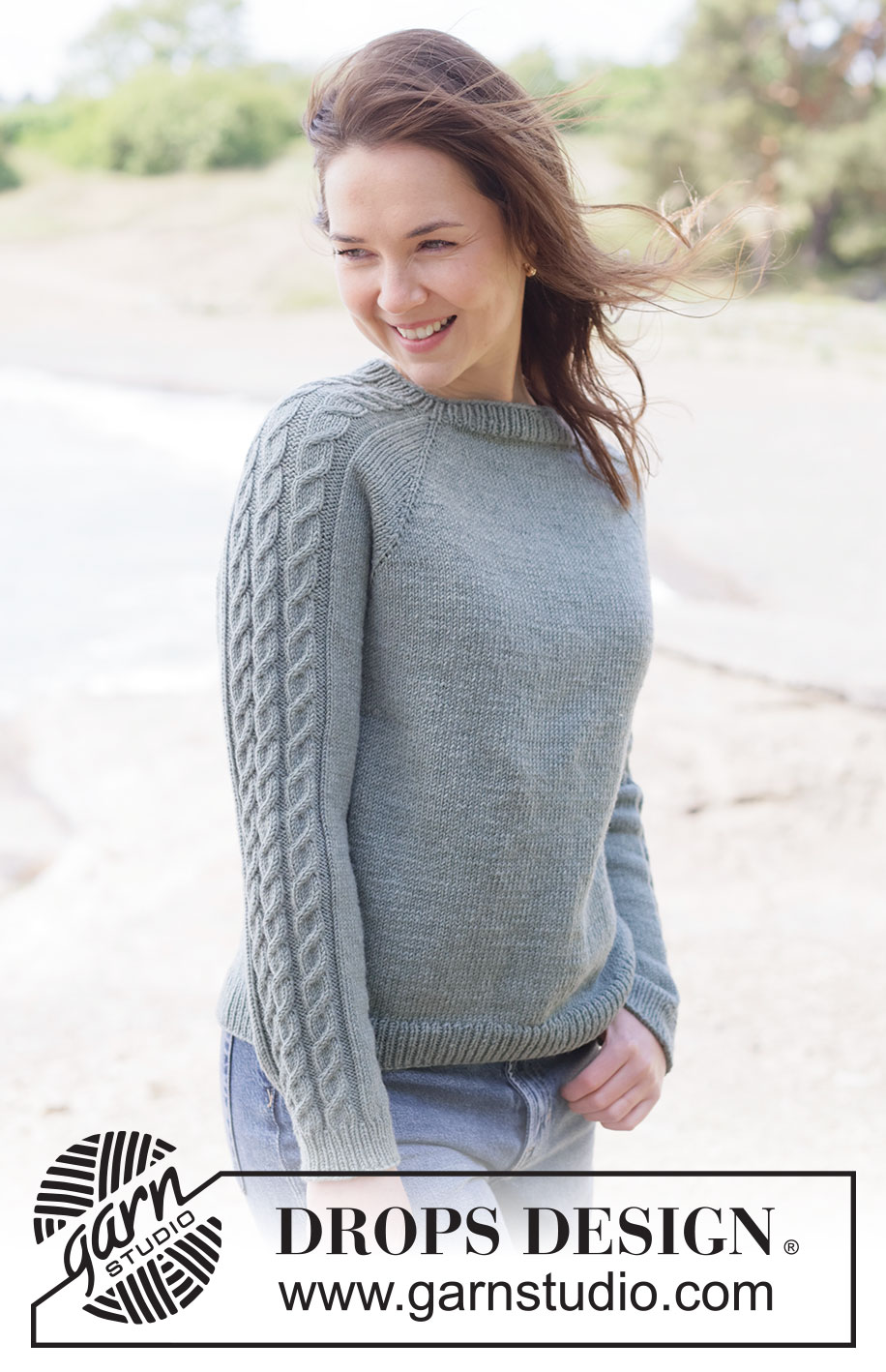 Tempest Tide Sweater / DROPS 263-11 - Knitted jumper in DROPS Merino Extra Fine or DROPS Lima. The piece is worked top down in stocking stitch with raglan and cables. Sizes XS - XXXL.