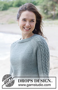 Tempest Tide Sweater / DROPS 263-11 - Knitted jumper in DROPS Merino Extra Fine or DROPS Lima. The piece is worked top down in stocking stitch with raglan and cables. Sizes XS - XXXL.