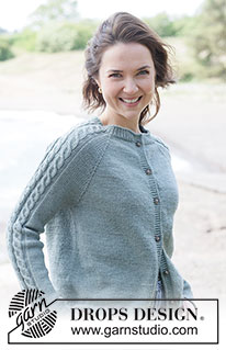Tempest Tide Cardigan / DROPS 263-12 - Cardigan lavorato ai ferri in DROPS Merino Extra Fine o DROPS Lima. Lavorato dall’alto in basso a maglia rasata con raglan, trecce e I-cord. Taglie XS - XXXL.