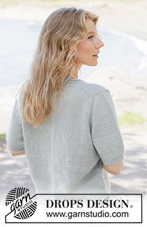 Misty Horizon Cardigan / DROPS 263-19 - Gestrickte Jacke in 1 Faden DROPS Alpaca und 1 Faden DROPS Kid-Silk oder 1 Faden DROPS BabyMerino und 1 Faden DROPS Kid-Silk. Es wird von oben nach unten glatt rechts mit europäischer Passe, Rollrand, I-Cord gestrickt. Größe XS - XXXL.