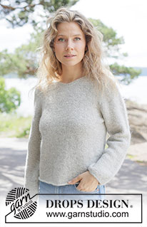Soft Horizon Sweater / DROPS 263-20 - Knitted jumper in DROPS Brushed Alpaca Silk and DROPS Alpaca. The piece is worked top down in stocking stitch with European yoke, V-neck and I-cord. Sizes XS - XXXL.