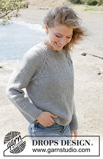 Grey Feather Sweater / DROPS 263-21 - Maglione lavorato ai ferri in DROPS Nepal o DROPS Alaska. Lavorato dall’alto in basso a maglia rasata con raglan e trecce. Taglie: XS - XXXL.