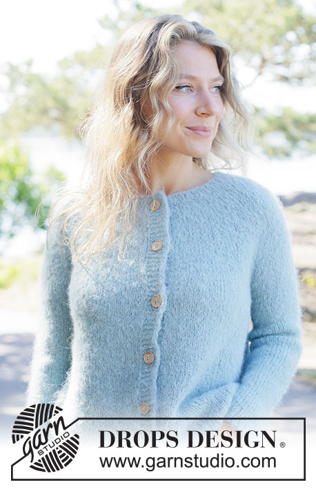 Tide Song Cardigan / DROPS 263-23 - Strikket jakke i DROPS Melody. Arbeidet strikkes ovenfra og ned i glattstrikk med rundfelling og i-cord. Størrelse XS - XXXL.