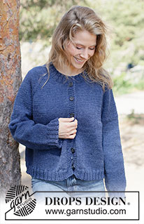 Winter Ocean Cardigan / DROPS 263-25 - Gestrickte Jacke in DROPS Alaska oder DROPS Big Merino. Die Arbeit wird von oben nach unten mit Raglan gestrickt. Größe XS - XXXL.