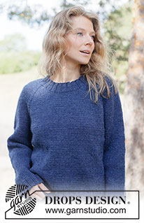 Winter Ocean Sweater / DROPS 263-26 - Gestrickter Pullover in DROPS Alaska oder DROPS Big Merino. Die Arbeit wird von oben nach unten glatt rechts mit Raglan gestrickt. Größe XS - XXXL.