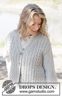 Soft Spire Cardigan / DROPS 263-27 - Knitted jacket in DROPS Nepal. The piece is worked bottom up with cables, V-neck and diagonal shoulders. Sizes XS - XXXL.