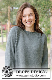 Mossline Sweater / DROPS 263-29 - Knitted jumper in DROPS Lima or DROPS Cotton Merino. The piece is worked top down in stocking stitch, with raglan and rolled neck. Sizes XS - XXXL.