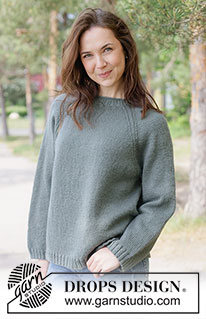 Mossline Sweater / DROPS 263-29 - Knitted jumper in DROPS Lima or DROPS Cotton Merino. The piece is worked top down in stocking stitch, with raglan and rolled neck. Sizes XS - XXXL.
