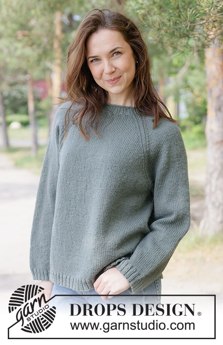 Mossline Sweater / DROPS 263-29 - Knitted jumper in DROPS Lima or DROPS Cotton Merino. The piece is worked top down in stocking stitch, with raglan and rolled neck. Sizes XS - XXXL.