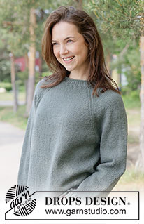 Mossline Sweater / DROPS 263-29 - Knitted jumper in DROPS Lima or DROPS Cotton Merino. The piece is worked top down in stocking stitch, with raglan and rolled neck. Sizes XS - XXXL.