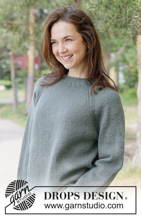 Mossline Sweater / DROPS 263-29 - Knitted jumper in DROPS Lima or DROPS Cotton Merino. The piece is worked top down in stocking stitch, with raglan and rolled neck. Sizes XS - XXXL.