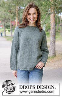Mossline Sweater / DROPS 263-29 - Knitted jumper in DROPS Lima or DROPS Cotton Merino. The piece is worked top down in stocking stitch, with raglan and rolled neck. Sizes XS - XXXL.