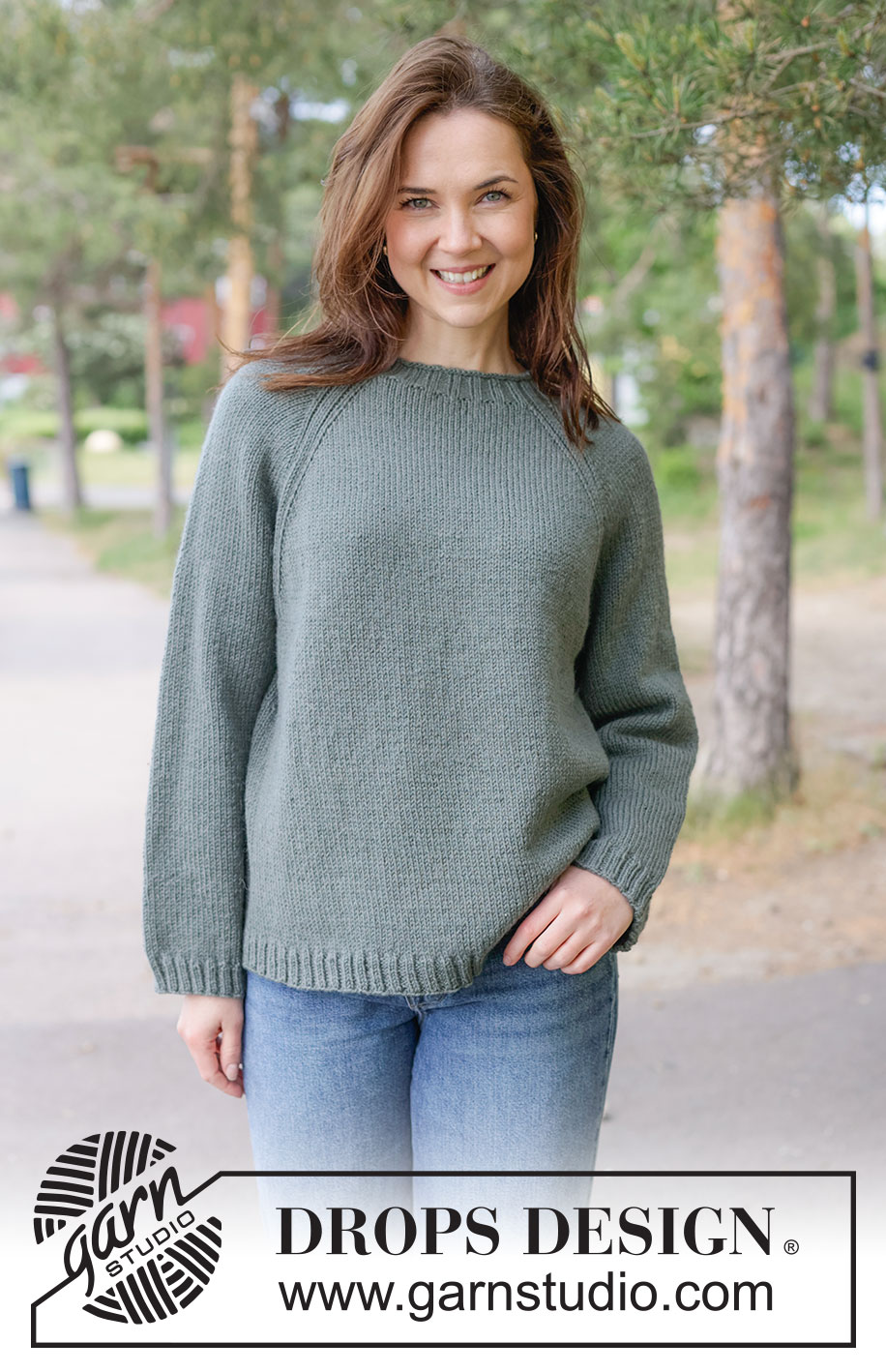 Mossline Sweater / DROPS 263-29 - Knitted jumper in DROPS Lima or DROPS Cotton Merino. The piece is worked top down in stocking stitch, with raglan and rolled neck. Sizes XS - XXXL.