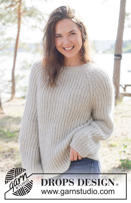 Casual Lines Sweater / DROPS 263-3 - Gebreide trui in DROPS Alpaca en DROPS Kid-Silk. Het werk wordt van boven naar beneden gebreid met raglan en Engelse patentsteek. Maten XS - XXXL.