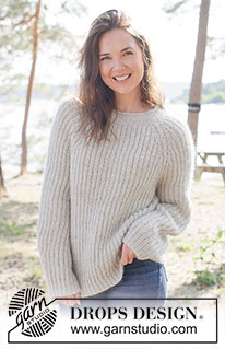 Casual Lines Sweater / DROPS 263-3 - Gebreide trui in DROPS Alpaca en DROPS Kid-Silk. Het werk wordt van boven naar beneden gebreid met raglan en Engelse patentsteek. Maten XS - XXXL.