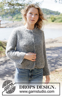 Cloud Drift Cardigan / DROPS 263-32 - Strikket jakke i 1 tråd DROPS Melody eller 2 tråder DROPS Brushed Alpaca Silk. Arbeidet strikkes ovenfra og ned i glattstrikk med europeisk bærestykke og i-cord. Størrelse XS - XXXL.